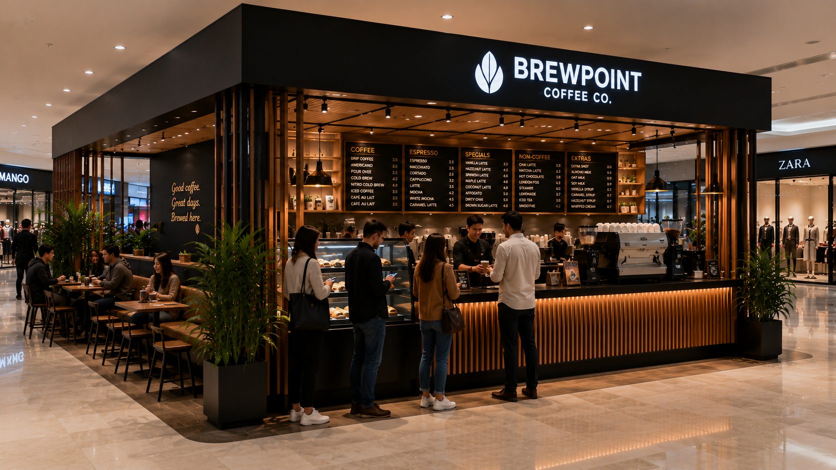 BREWPOINT konsept tasarımı — Detay ve marka kurgusu