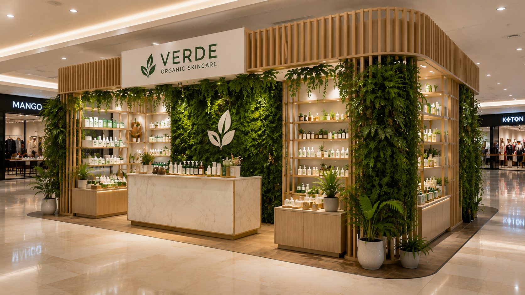 VERDE konsept tasarımı — Raf sistemi ve teşhir detayı