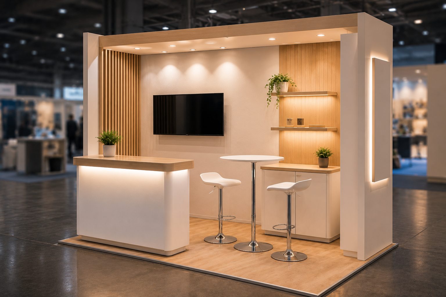 Taşınabilir fuar/pop-up standı — kurulmuş hâli